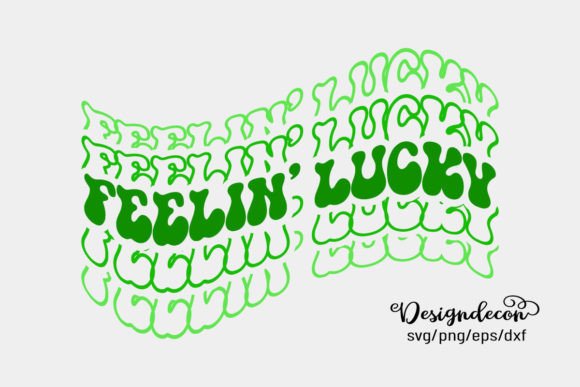 Feeling Lucky Mirrored Text Retro Svg