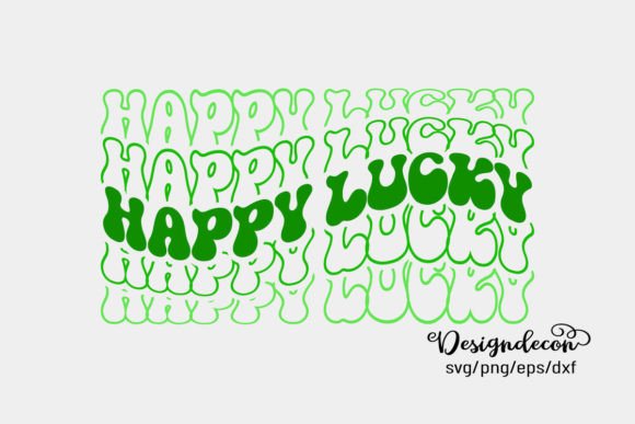 Happy Lucky Mirrored Text Retro Svg