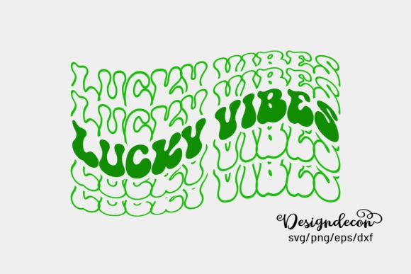 Lucky Vibes Mirrored Text Retro Svg
